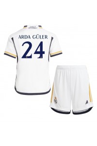 Real Madrid Arda Guler #24 Jalkapallovaatteet Lasten Kotipeliasu 2023-24 Lyhythihainen (+ Lyhyet housut)